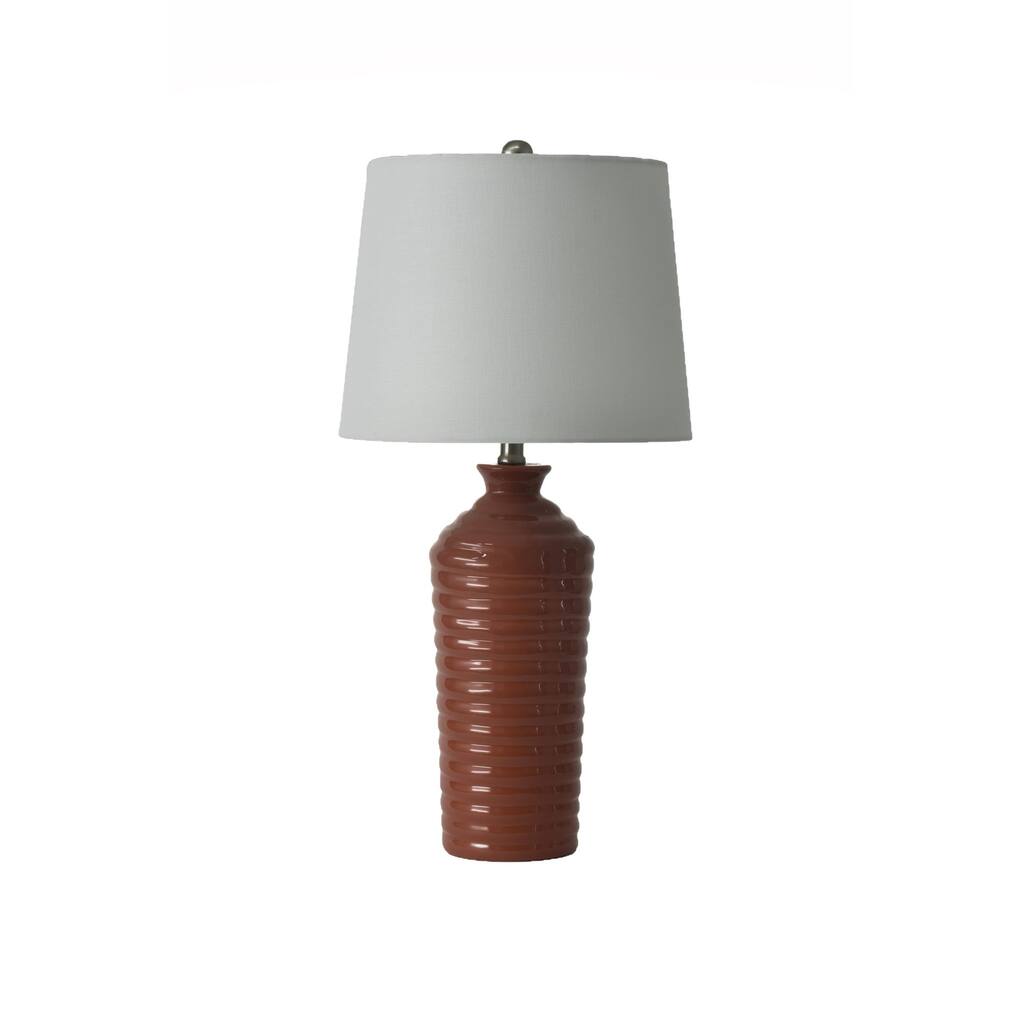 Coiled 26 in. Paprika Brown Classic Transitional Bedside Ceramic Table Lamp