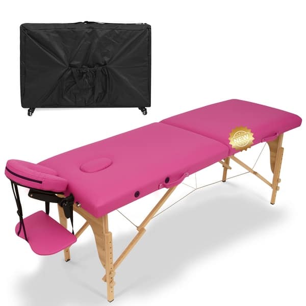 slide 2 of 7, Portable Massage Bed Lash Bed with Carrying Case SPA Table Height Adjustable - 83.9"D x 32.3"W x 33.7"H Purple