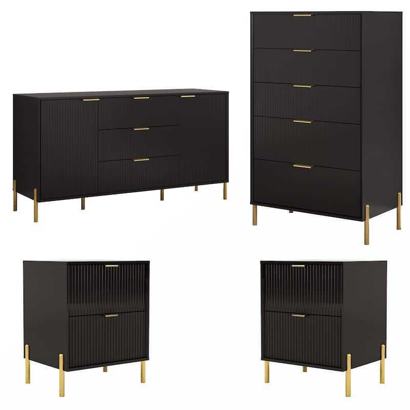 4 Piece Bedroom Set - Black