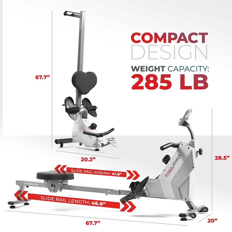 Sunny Health & Fitness SMART Compact Foldable Magnetic Rowing Machine with Bluetooth Connectivity - SF-RW521020