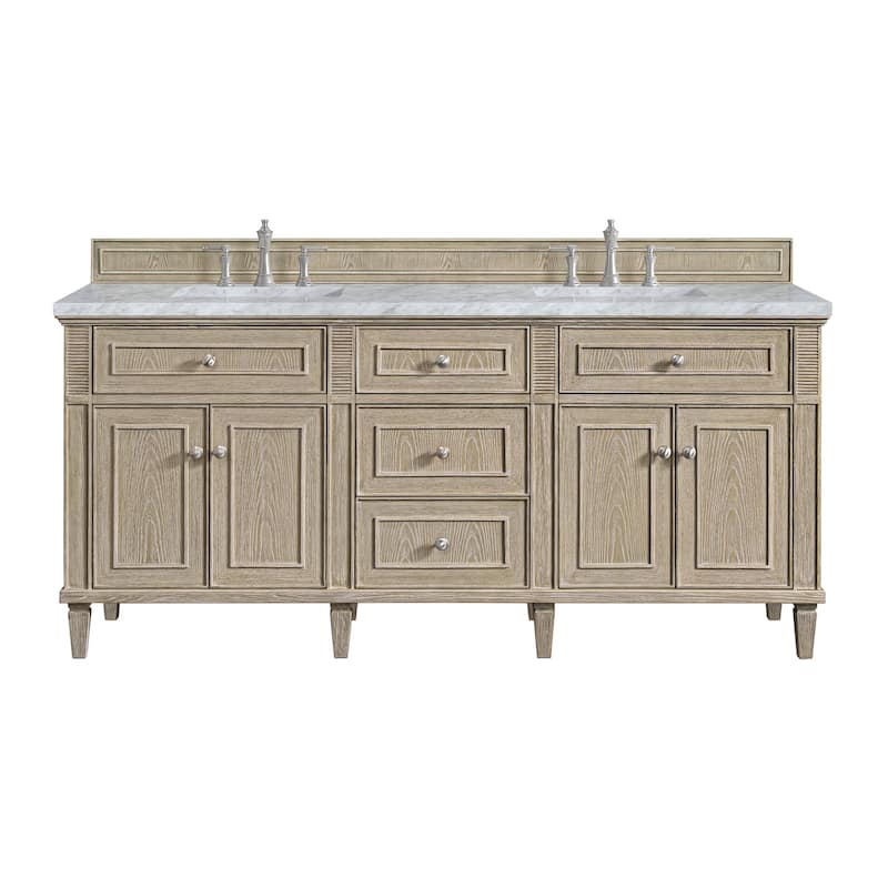 James Martin Vanities 424-V72-3CAR Lorelai 72" Double Basin Wood - Whitewashed Oak - Oak Finish