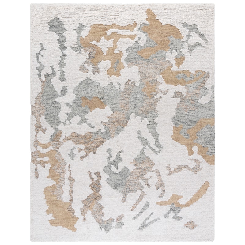 SAFAVIEH Handmade Casablanca Shag Gazsi Wool High-Low Pile Rug - 8' x 10' - Ivory/Brown