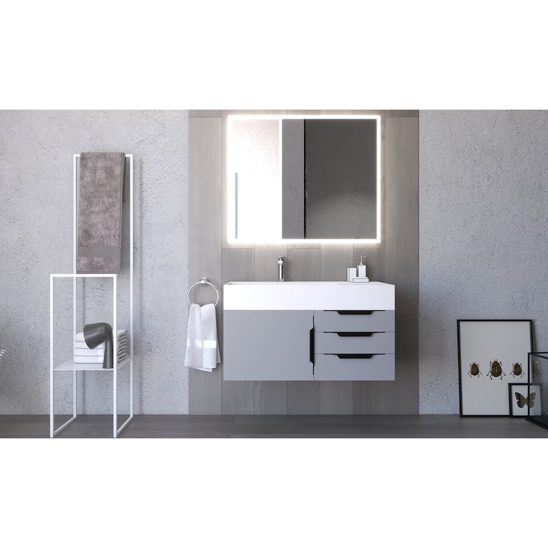 Amazon 36" Wall Mounted Bathroom Vanity Set w/ White Top
