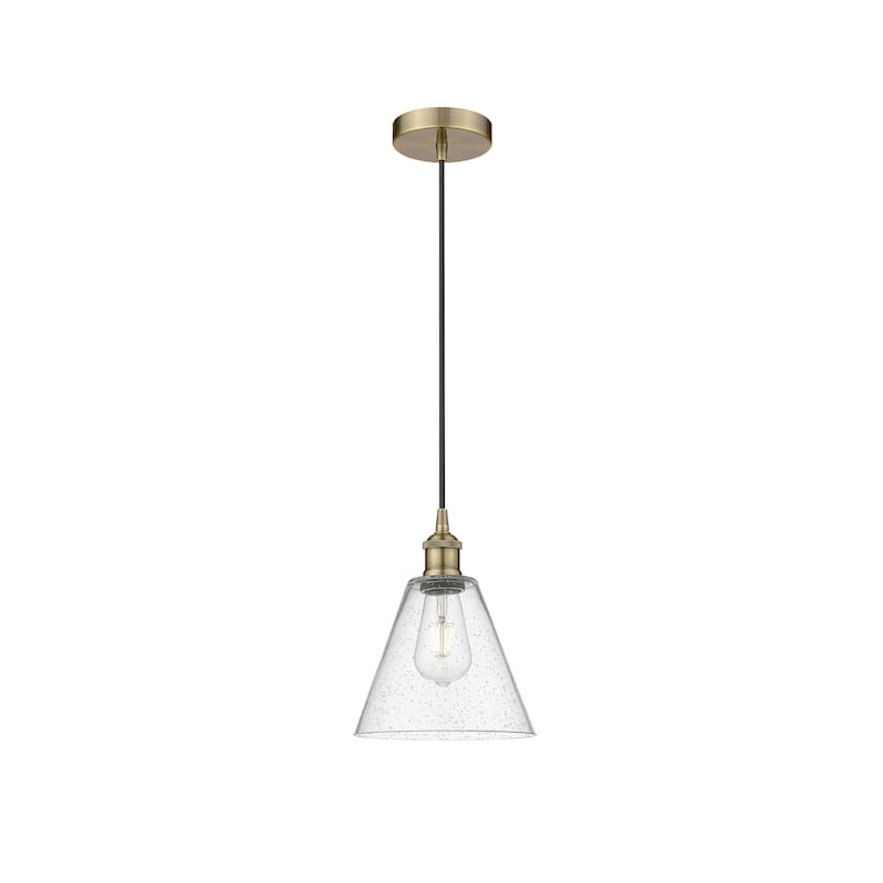 Innovations Lighting Berkshire - 1 Light 8" Cord Hung Mini Pendant - Antique Brass/Seedy