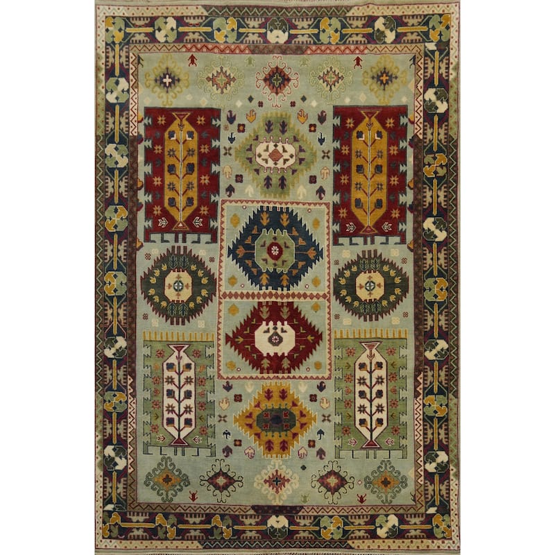 Hand-knotted Traditional Wool Green Geometric Oriental Area Rug - 12' 0'' X 9' 0''