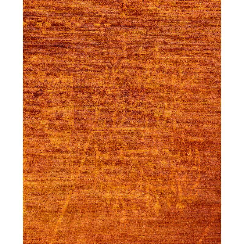 Overdyed One-of-a-Kind Hand-Knotted Area Rug - Orange - 9' 10" x 13' 7"