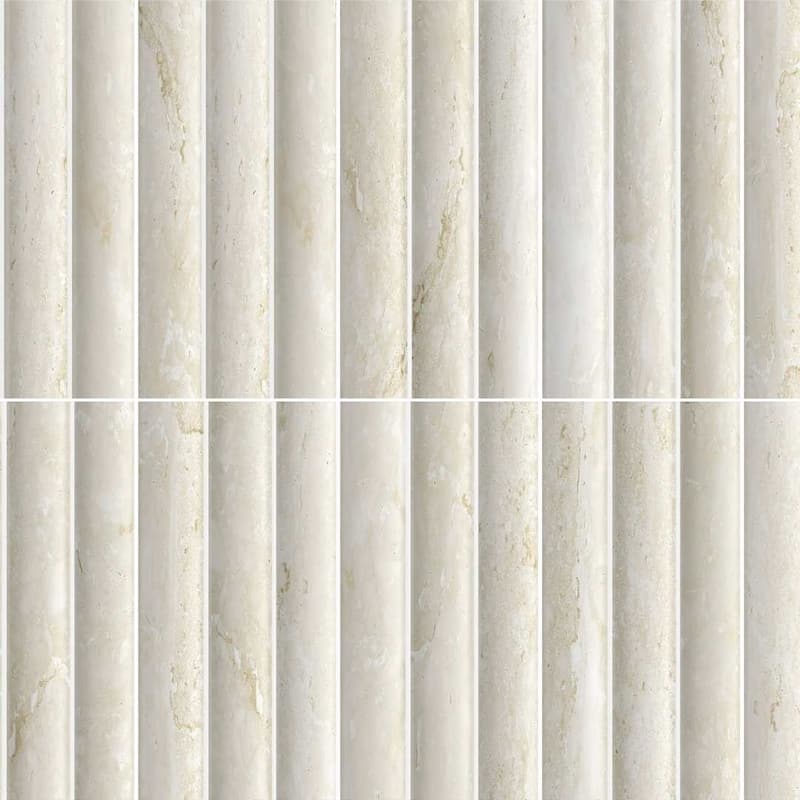 Lyrical 4.5x9 Matte Marble Look Porcelain Fluted Ribbed Tile - Wall, Backplash - Case of 22 (6.29 Sq. ft.) - Travertine