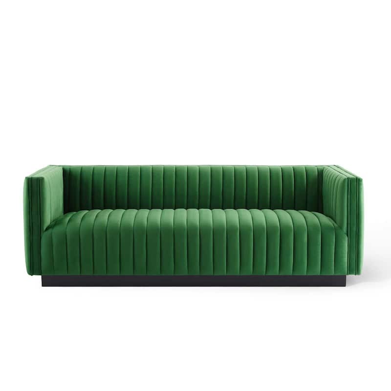 Silver Orchid Rosar Channel Tufted Velvet Sofa