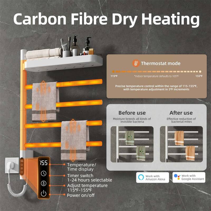 Smart Rotating Heated Towel Rack for Bathroom,Towel Warmer