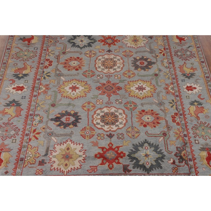 Floral Oushak Oriental Area Rug Handmade Wool Carpet - 8'2"x 9'9"