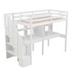 preview thumbnail 30 of 36, Wooden Twin Size Bed High Loft Platform Bed Frame with Storage Stairs , Double Desks and Shelves for Kids Bedroom