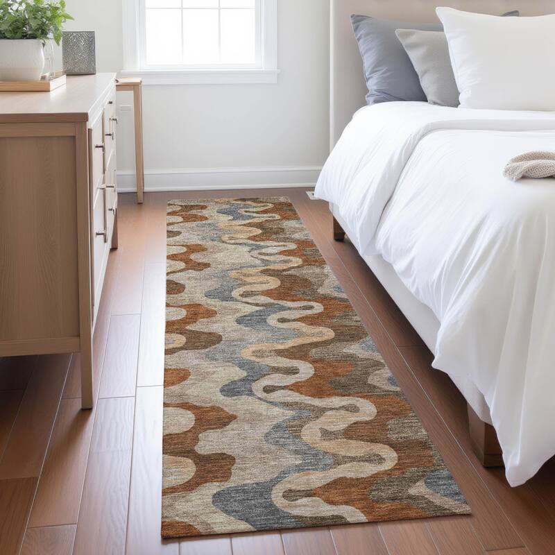 Machine Washable Indoor/ Outdoor Modern Mason Chantille Rug