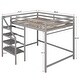 preview thumbnail 4 of 16, Full Size Loft Bed with Built-in Storage Staircase, Side Clothes Hangers and Safety Rail, Solid Wood Slats Support