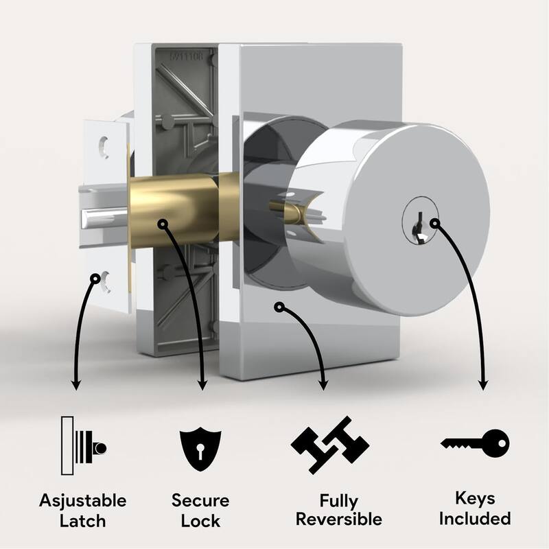Mega Handles LAURA Entry Round Knob for Left or Right-Handed Doors, Interior/Exterior Door Levers I Reversible Handing