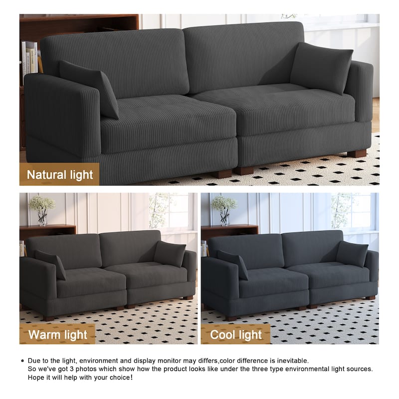 84.5″W Modern Corduroy Couch Modular Sofa