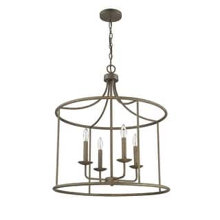 4 Light Farmhouse Grey Pendant Gold Accents