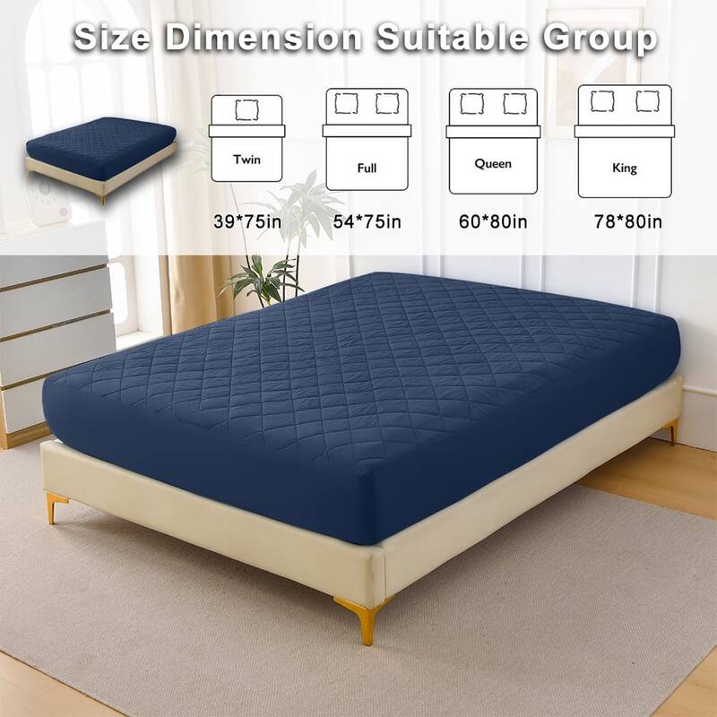 Ultra-Soft Waterproof Quilted Mattress Protector Mattress Pad Protector Cover,Multiple color(Pillowcase Not Included)
