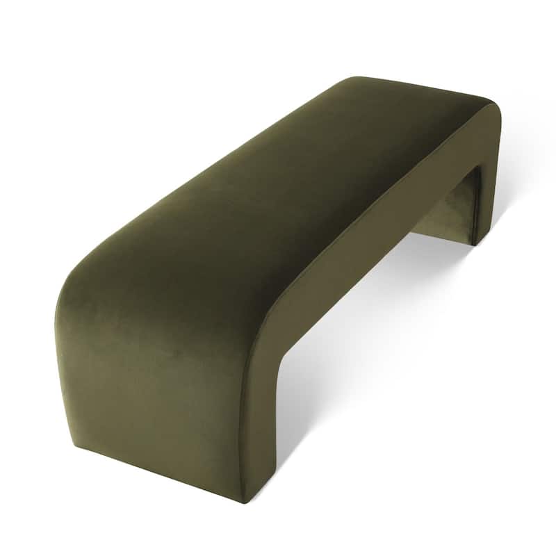60" Velvet Upholstered Waterfall Bench