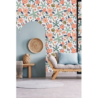 Hand Drawn Poppies Wallpaper - Overstock - 34988053