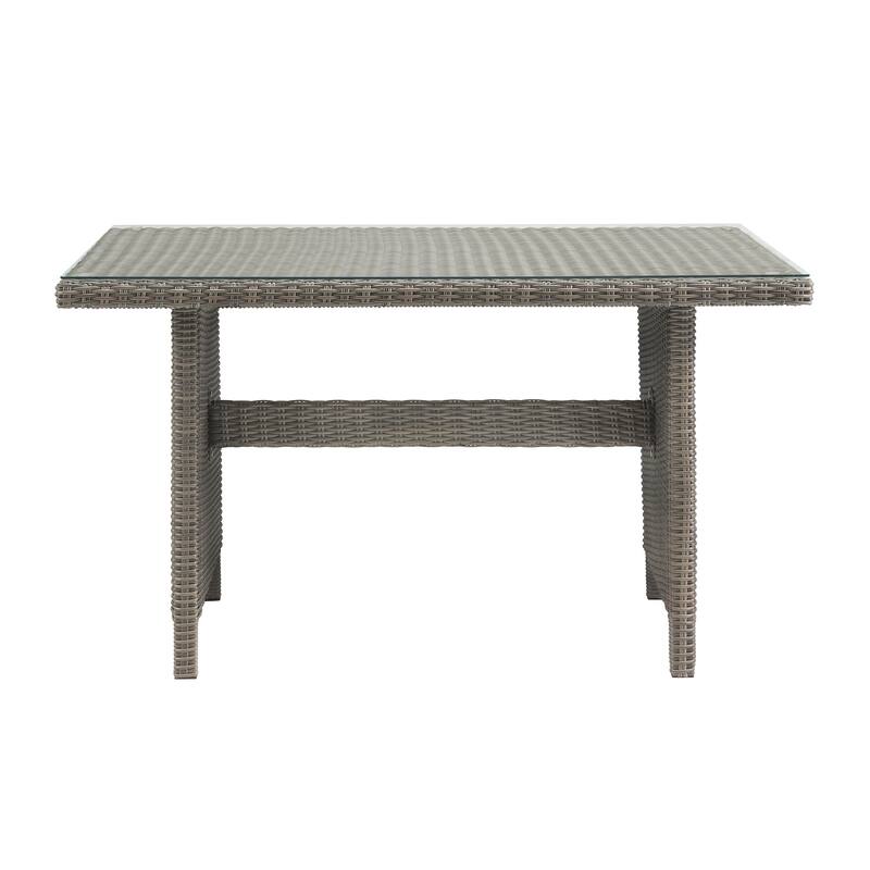 Asti All-Weather Wicker 3-Piece Outdoor Dining Set with 30"H Table with Glass Top and Two 37"H Dining Chairs
