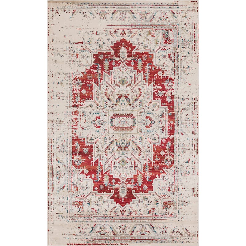Vintage Distressed Medallion Indoor Area Rug or Runner by Superior