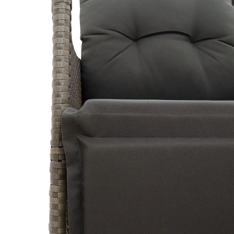 vidaXL Reclining Patio Sofa 2-Seater with Table Loveseat Furniture Poly Rattan - 23.2 x 51.2 x 36.2