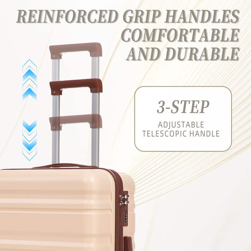 3PCS ABS Carry on Suitcase with Combination Lock