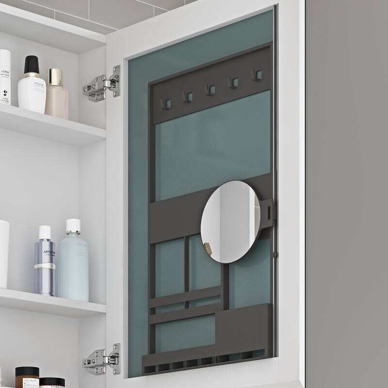 Frameless Bathroom Medicine Cabinet with Beveled Mirror Edges, Left Opening Door, Soft-Closing Hinges
