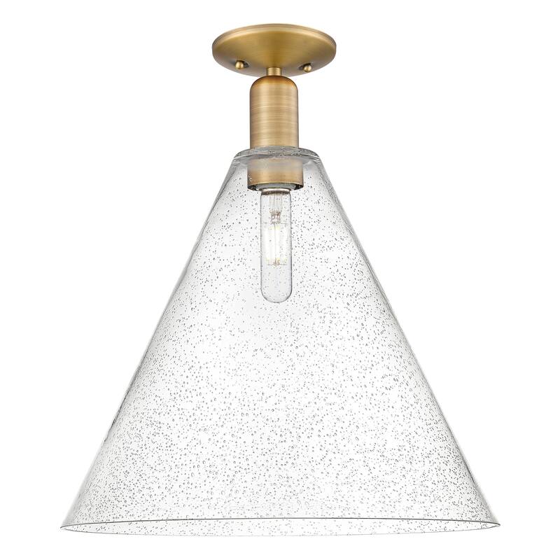 Innovations Lighting 716-1C-19-16 Berkshire Glass Semi-Flush Berkshire - Brushed Brass / Seedy