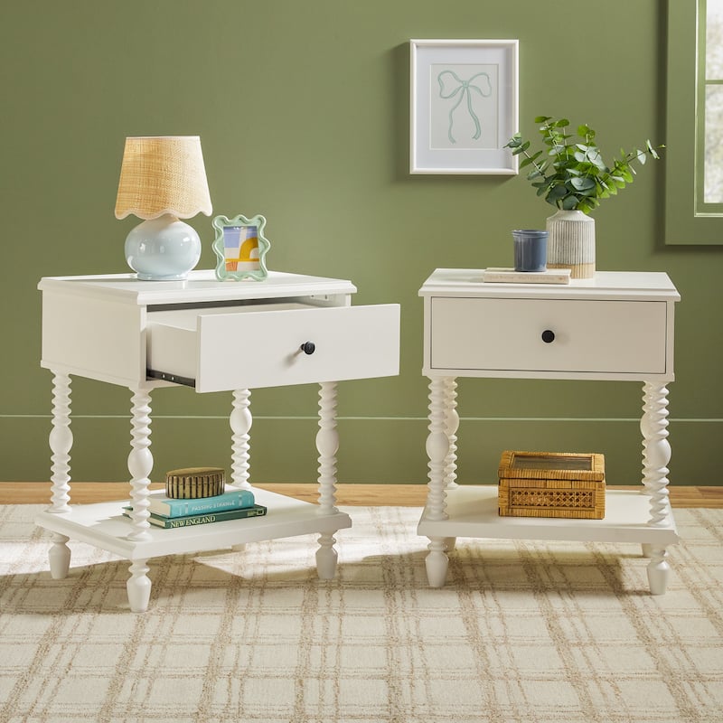 Walker Edison Easy Assembly Solid Wood 1-Drawer Nightstand (Set of 2)