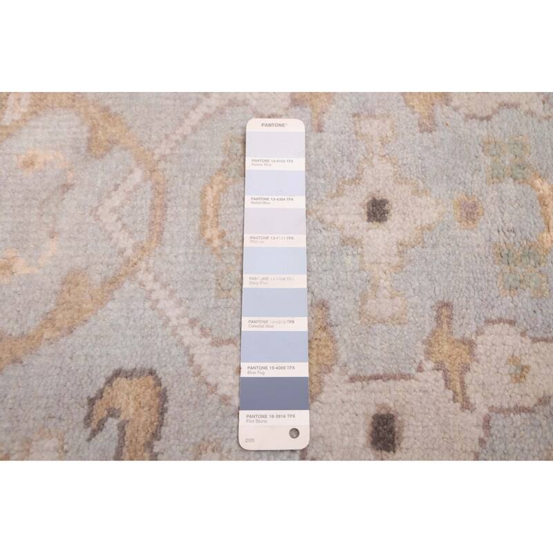 ECARPETGALLERY Hand-knotted Royal Oushak Light Blue Wool Rug - 3'1 x 20'3