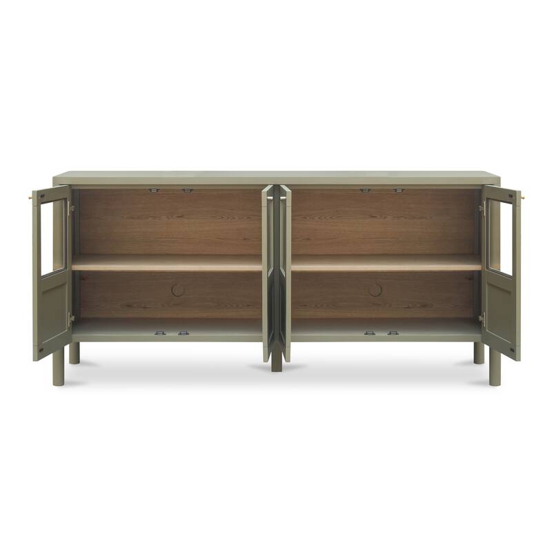 Title: NADAAL STUDIOS Delmira Sideboard, Millwork-Inspired Glass-Front Storage with Dowel Legs, Black