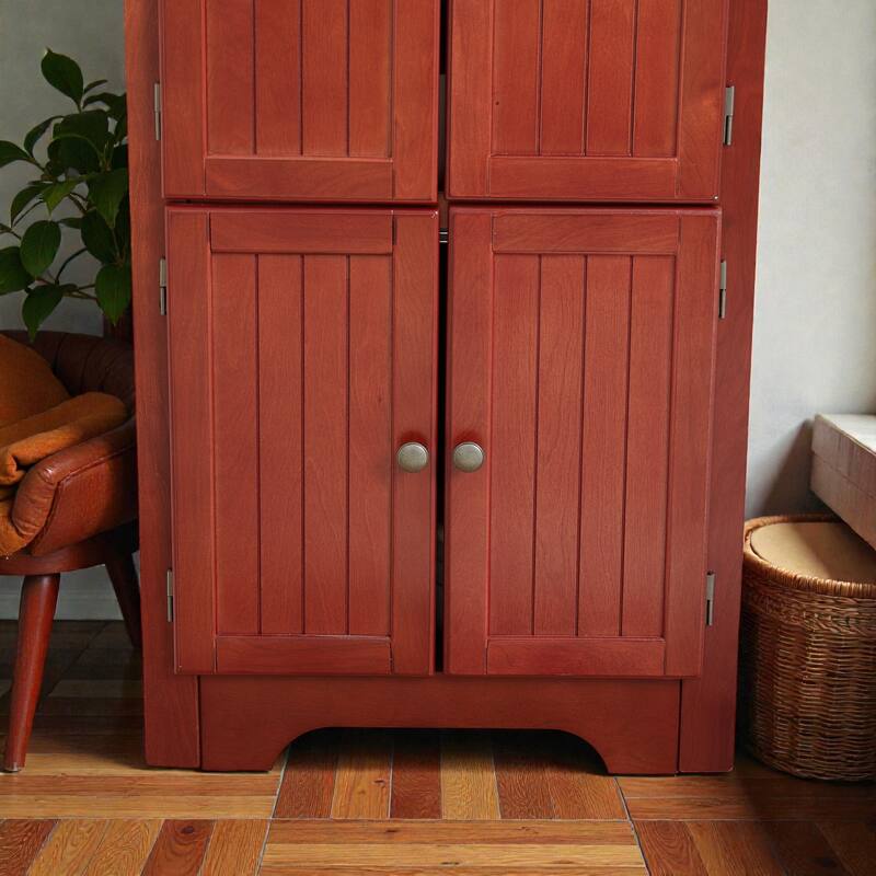 72 Inch Corner Kitchen Pantry Cabinet with 8 Doors, 4-Tier Tall Storage Cabinet for Living Room, Bathroom, Farmhouse Style