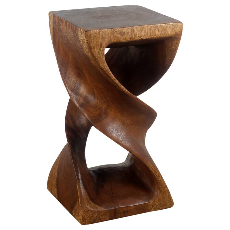 Haussmann® Wood Double Twist Stool Table 12 in SQ x 23 in H Walnut Oil - 12 x 12 x 23