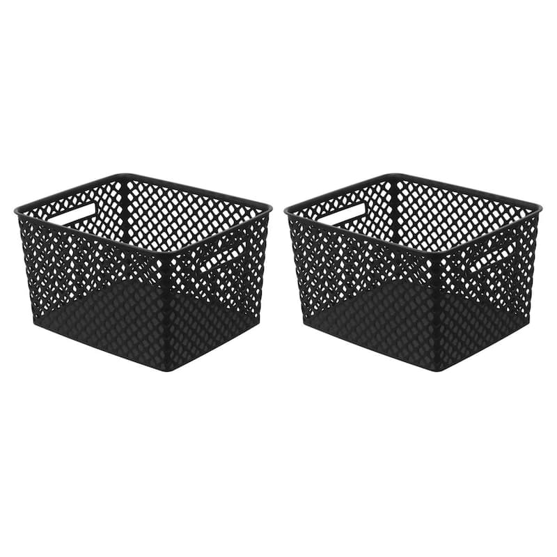2 PCS Large Decorative Basket, Black, 2 Pack