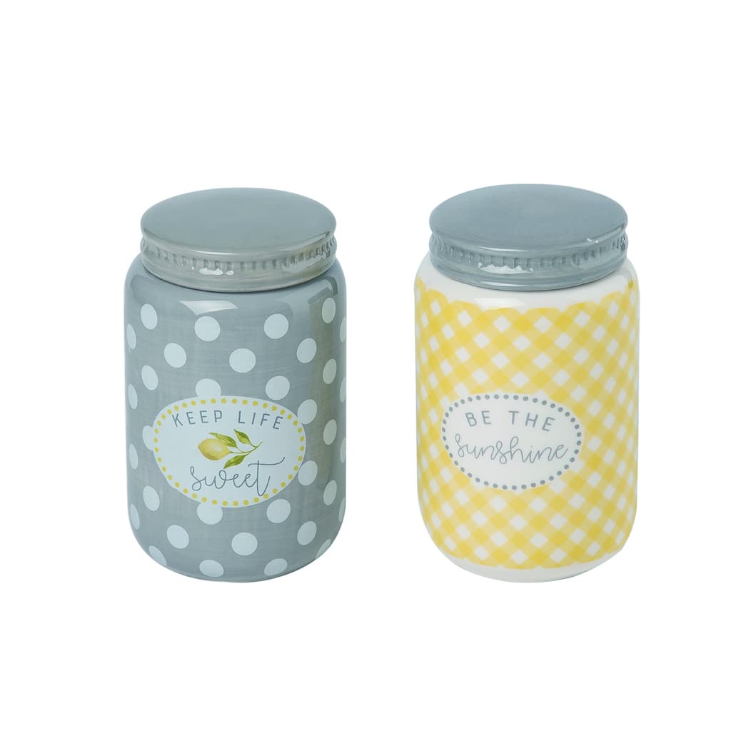 Transpac Ceramic Mini Lemon Jar Set of 2 Spring Home Decorations