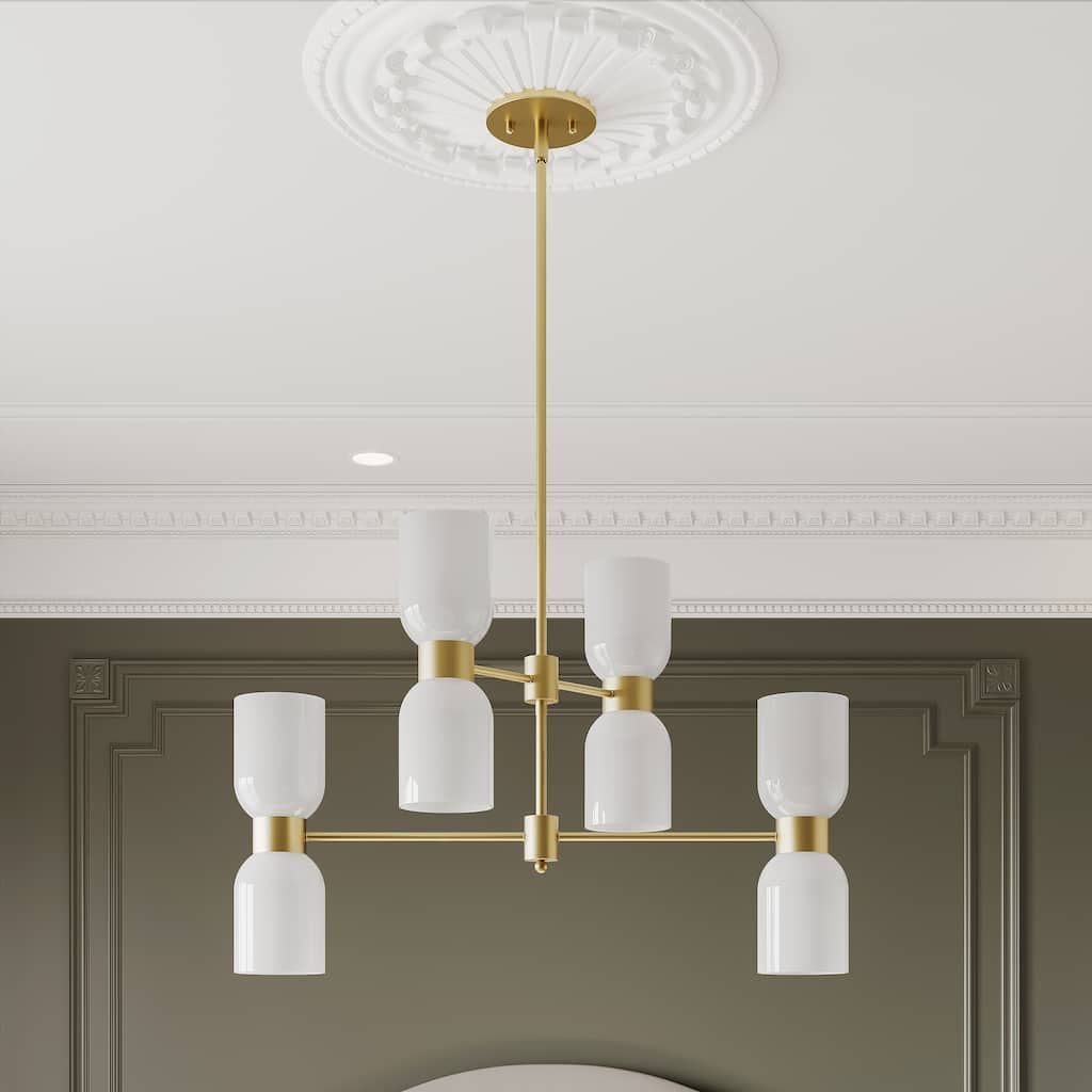Shuman 8-light Dimmable Modern Gold Sputnik Linear Chandelier - 28 inches