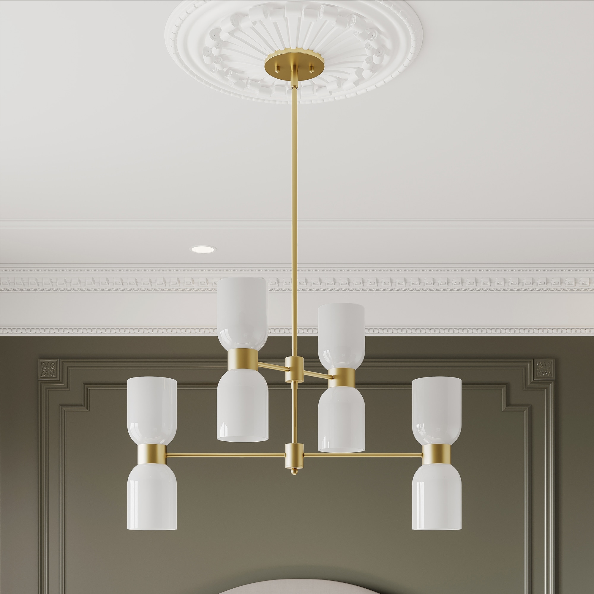 Acroma 8-light Dimmable Modern Gold Sputnik Linear Chandelier - 28 inches