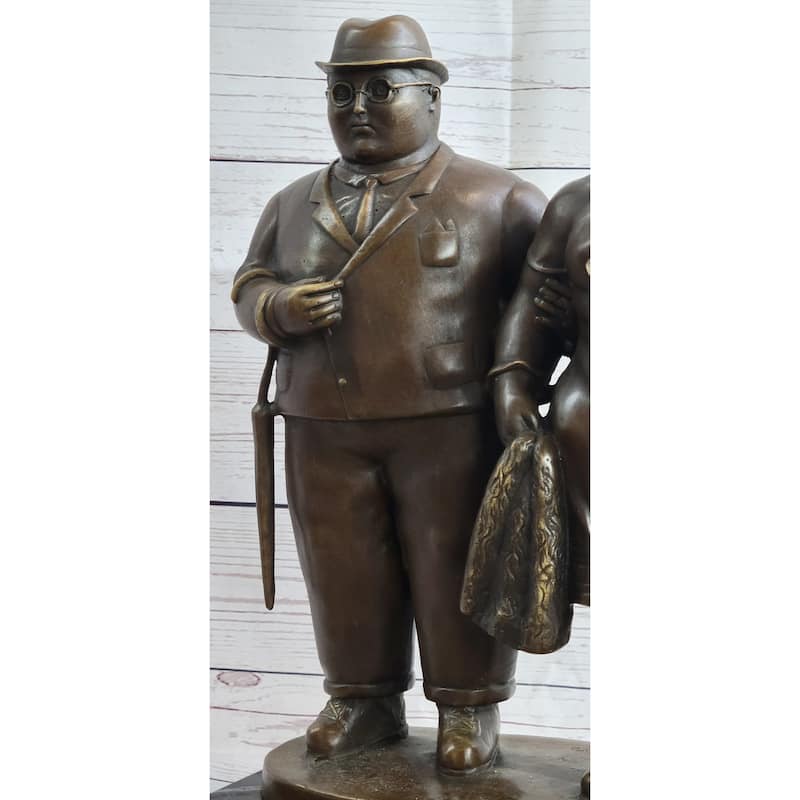 Fernando Botero Married Couple Man Woman Bronze Metal Statue Sculpture Decor