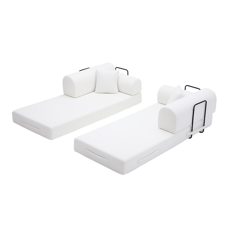 Convertible Sleeper Sofa Bed Corduroy Folding Mattress Couch with Fixed-Shape Frame