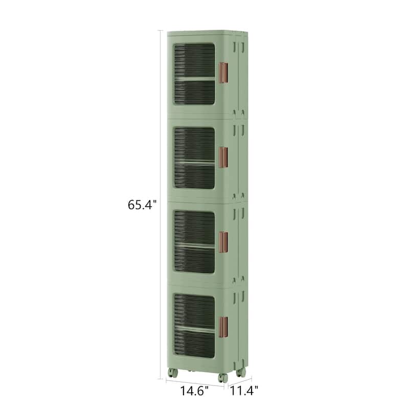 Javlergo 65" Narrow Tall Storage Bin 4 Tier Foldable Kitchen Storage Cabinet Organizer Freestanding Kitchen Pantry