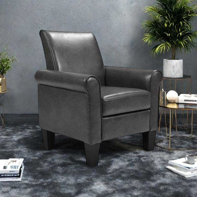 PU Leather Accent Chair with Padded Armchair for Living Room/Office