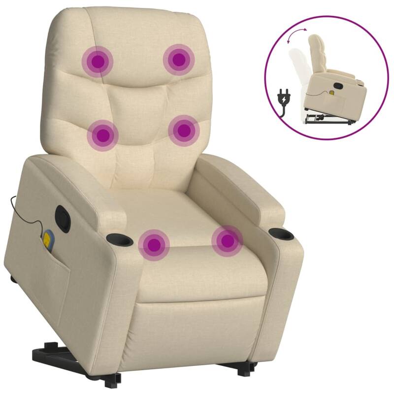 vidaXL Stand up Massage Recliner Chair Light Gray Fabric