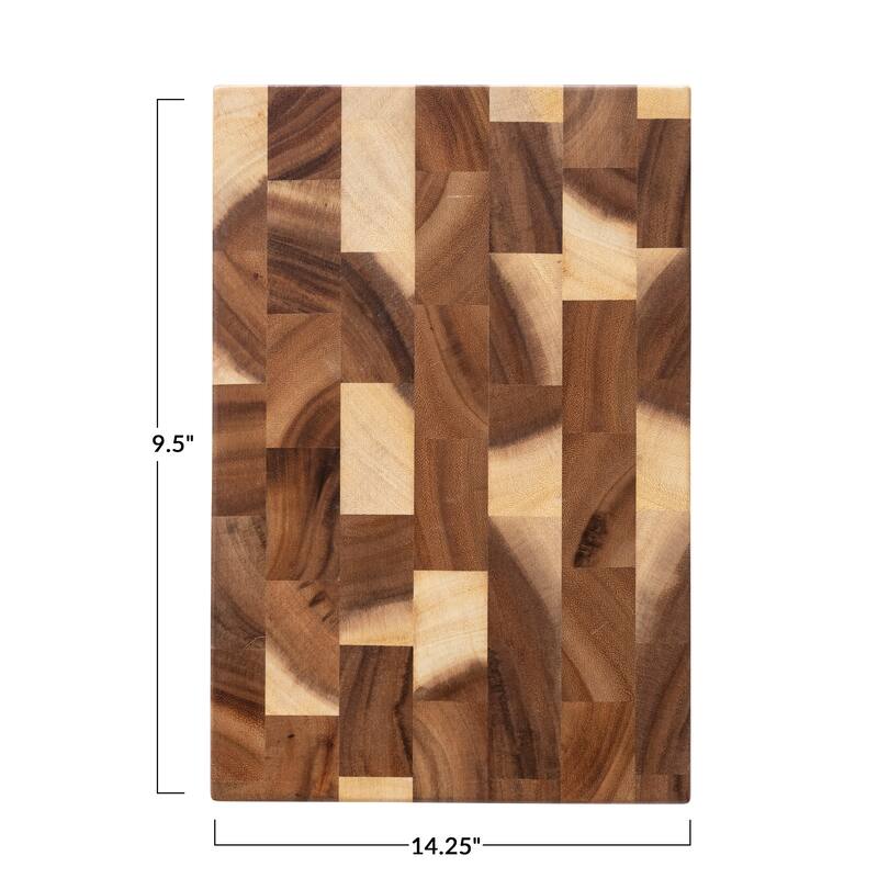 Suar Wood End Grain Cheese and Cutting Board - 14.7"L x 9.5"W x 1.4"H
