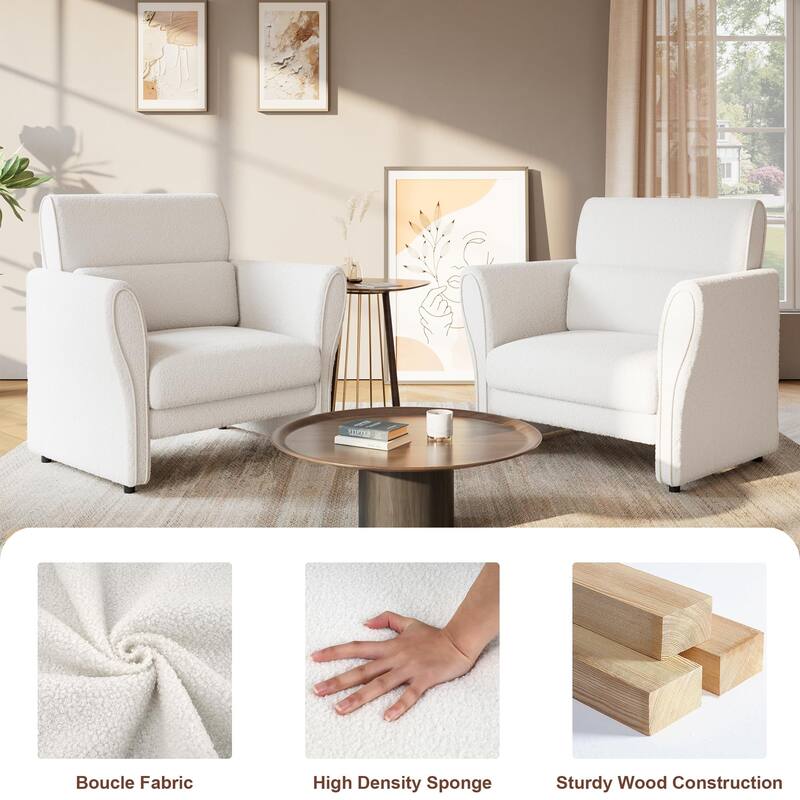 Modern Beige Couch, 57 Inch Deep Seat Loveseat Sofa with 2 Removable Lumbar Pillows, High Backrest