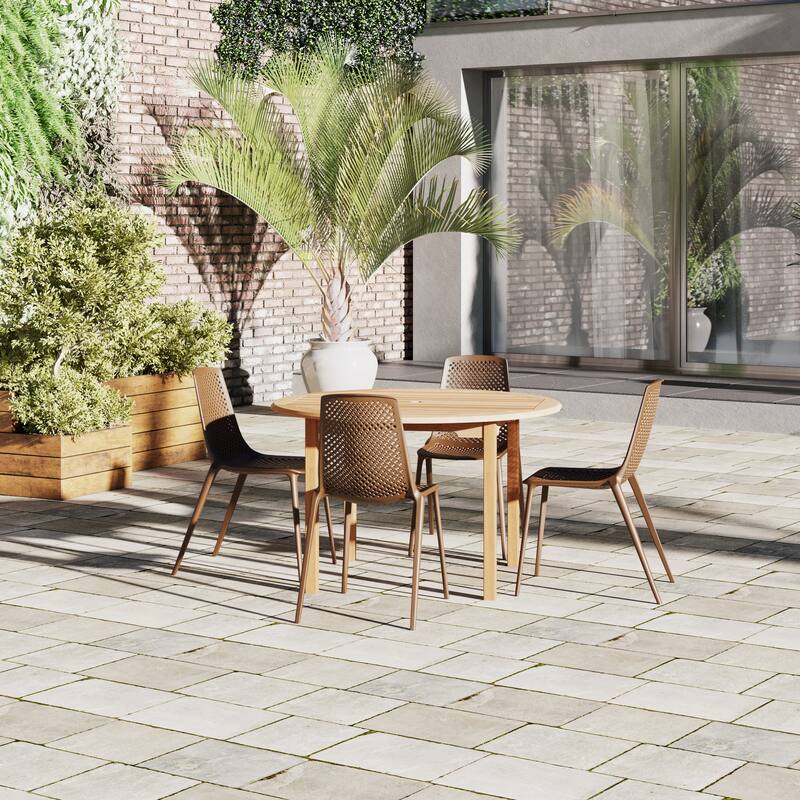 Amazonia Teak Kate 5pc Outdoor Patio Dining Set - Brown Chairs