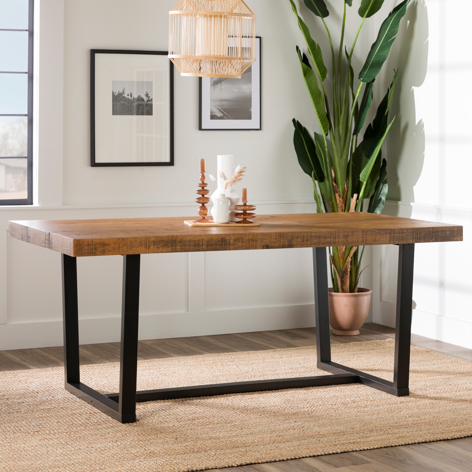 Walker Edison Solid Wood 72-inch Distressed Dining Table - On Sale