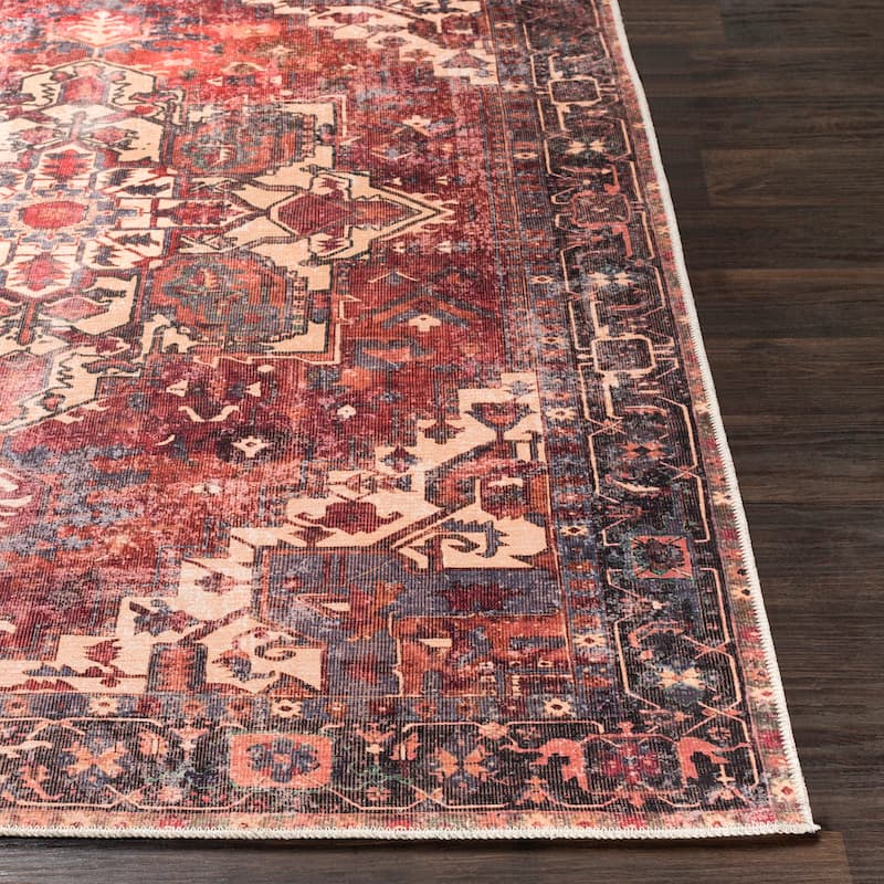 Gwenevere Rust Vintage Medallion Machine Washable Area Rug - 5'3" x 7'3"
