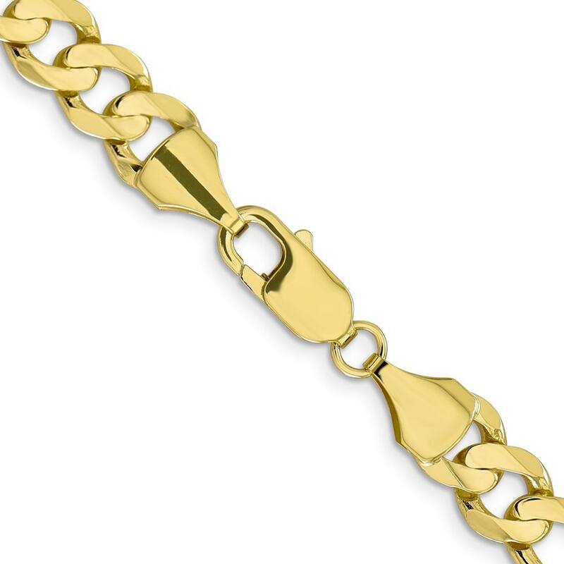 Curata 10k Yellow Gold 8.75mm Solid Polished Light Figaro Chain Bracelet