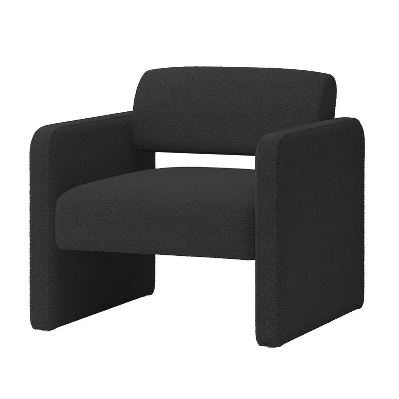 Modern 30.51" Upholstered Accent Chair with Open Back and Rubber Wood Frame for Living Room